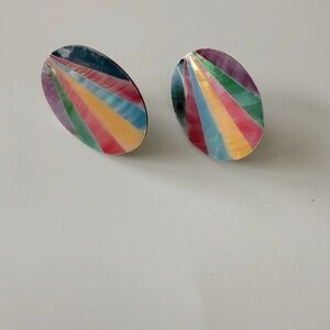Vintage Colorful Oval Earrings